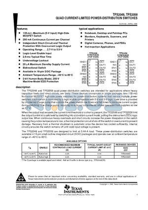 TPS2048D datasheet - QUAD CURRENT-LIMITED POWER-DISTRIBUTION SWITCHES