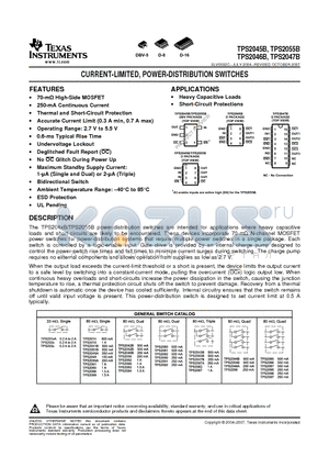 TPS2047BDG4 datasheet - CURRENT-LIMITED, POWER-DISTRIBUTION SWITCHES