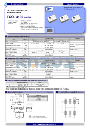 TCO-3100 datasheet - CRYSTAL OSCILLATOR HIGH-STABILITY