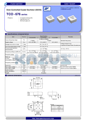 TCO-676 datasheet - Oven Controlled Crystal Oscillator