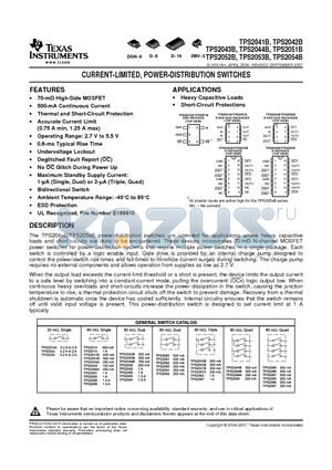 TPS2051BDBV datasheet - CURRENT-LIMITED, POWER-DISTRIBUTION SWITCHES