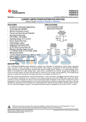 TPS2051BQDRQ1 datasheet - CURRENT-LIMITED POWER-DISTRIBUTION SWITCHES