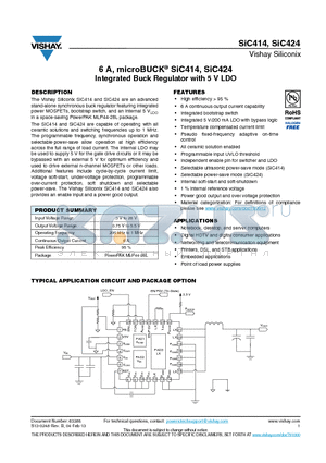 SIC414DB datasheet - microBUCK SiC414 6 A, 28 V Integrated Buck Regulator with 5 V LDO