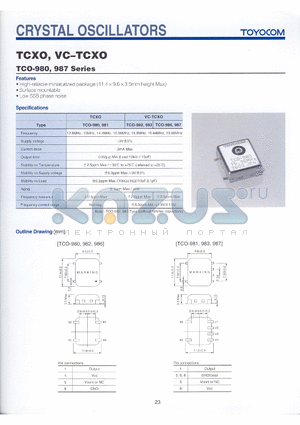 TCO-986 datasheet - Crystal oscillators