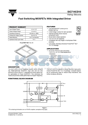 SIC714CD10 datasheet - Fast Switching MOSFETs With Integrated Driver
