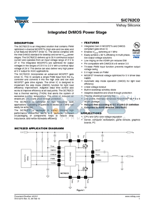 SIC762CD-T1-GE3 datasheet - Integrated DrMOS Power Stage