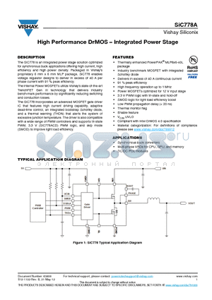 SIC778DB datasheet - High Performance DrMOS  Integrated Power Stage