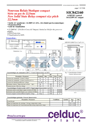 SIC842160 datasheet - New Solid State Relay compact size pitch 22,5mm