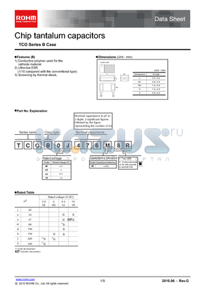 TCOB1A476M8R datasheet - Chip tantalum capacitors