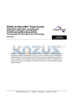 S29GL016A10BAIR23 datasheet - S29GL-A MirrorBit Flash Family