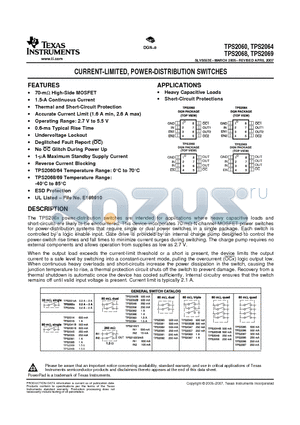 TPS2064DGNG4 datasheet - CURRENT-LIMITED, POWER-DISTRIBUTION SWITCHES