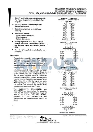SNJ54HC377FK datasheet - OCTAL, HEX, AND QUAD D-TYPE FLIP-FLOPS WITH CLOCK ENABLE