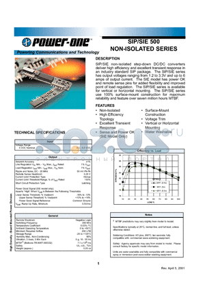 SIE501.8LT datasheet - SIP/SIE 500 NON-ISOLATED SERIES