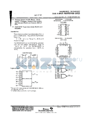 SNJ54HC4002J datasheet - DUAL 4-INPUT POSITIVE-NOR GATES