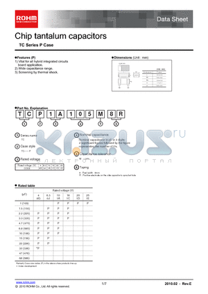 TCP1E105M8R datasheet - Chip tantalum capacitors