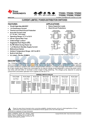 TPS2066_08 datasheet - CURRENT-LIMITED, POWER-DISTRIBUTION SWITCHES