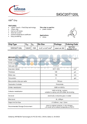 SIGC20T120L datasheet - IGBT3 Chip