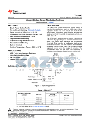 TPS20XXC datasheet - Current-Limited, Power-Distribution Switches Deglitched Fault Reporting