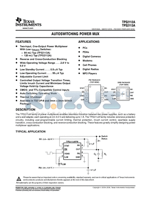 TPS2113ADRBR datasheet - AUTOSWITCHING POWER MUX