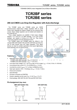 TCR2BF26 datasheet - 200 mA CMOS Low Drop-Out Regulator with Auto-discharge