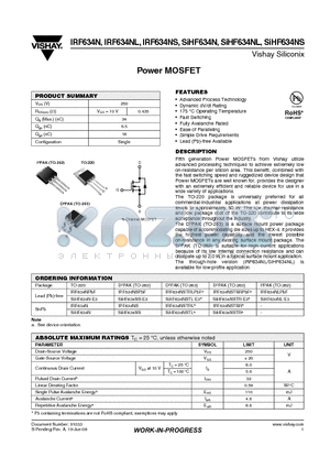 SIHF634N-E3 datasheet - Power MOSFET