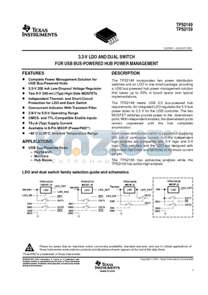 TPS2145IPWP datasheet - 3.3-V LDO AND DUAL SWITCH FOR USB BUS-POWERED HUB POWER MANAGEMENT