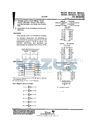 SNJ54LS04FK datasheet - These devices contain six independent inverters