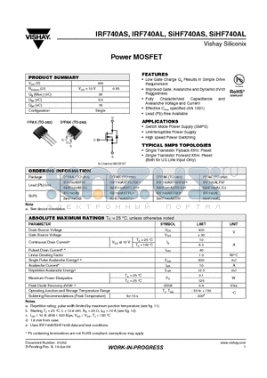 SIHF740ASTR-E3 datasheet - Power MOSFET