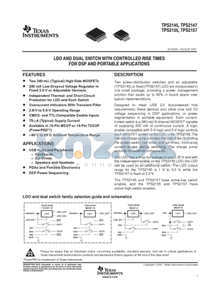 TPS2158IDGN datasheet - LDO AND DUAL SWITCH WITH CONTROLLED RISE TIMES FOR DSP AND PORTABLE APPLICATIONS