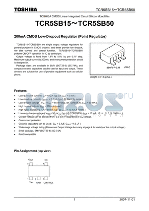 TCR5SB18 datasheet - 200mA CMOS Low-Dropout Regulator (Point Regulator)