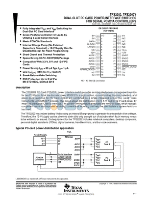 TPS2202IDFR datasheet - DUAL-SLOT PC CARD POWER-INTERFACE SWITCHES FOR SERIAL PCMCIA CONTROLLERS