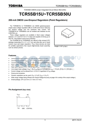 TCR5SB24U datasheet - 200-mA CMOS Low-Dropout Regulators (Point Regulators)