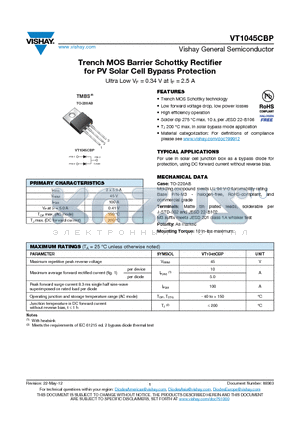 VT1045CBP_12 datasheet - Trench MOS Barrier Schottky Rectifier