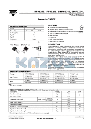 SIHF9Z24STR-E3 datasheet - Power MOSFET