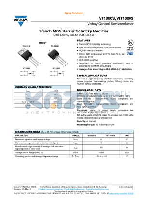 VT1080S datasheet - Trench MOS Barrier Schottky Rectifier