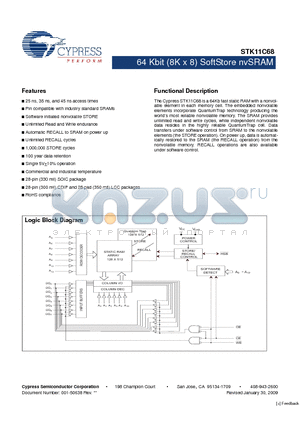 STK11C68-C35 datasheet - 64 Kbit (8K x 8) SoftStore nvSRAM