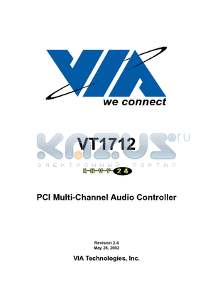 VT1712 datasheet - PCI Multi-Channel Audio Controller