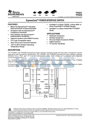 TPS2231PWPR datasheet - ExpressCard POWER INTERFACE SWITCH