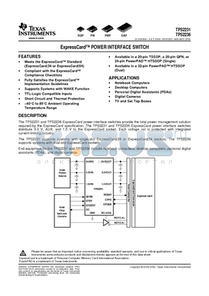 TPS2236DAPRG4 datasheet - ExpressCard POWER INTERFACE SWITCH