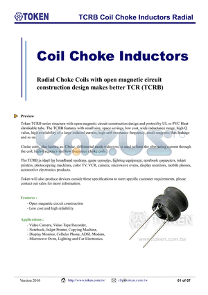 TCRB0606-101M datasheet - TCRB Coil Choke Inductors Radial