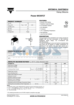 SIHFD9014 datasheet - Power MOSFET