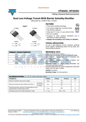 VT3045C datasheet - Dual Low-Voltage Trench MOS Barrier Schottky Rectifier