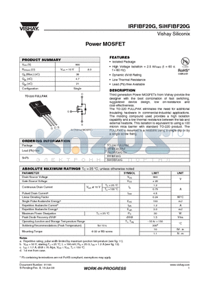 SIHFIBF20G datasheet - Power MOSFET