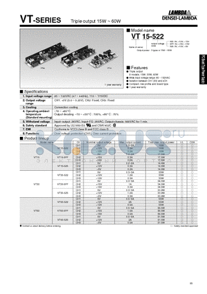 VT60-522 datasheet - Triple output 15W ~ 60W