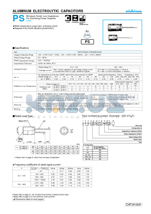 UPS0J101MRD datasheet - ALUMINUM ELECTROLYTIC CAPACITORS