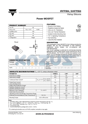 SIHFP064 datasheet - Power MOSFET