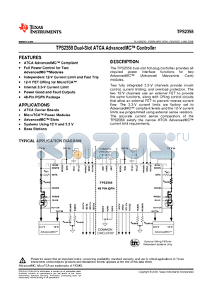 TPS2358RGZRG4 datasheet - TPS2358 Dual-Slot ATCA AdvancedMC Controller
