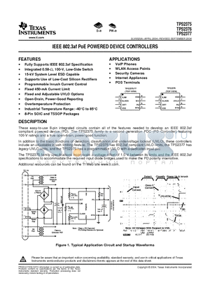 TPS2375PW datasheet - IEEE 802.3af PoE POWERED DEVICE CONTROLLERS