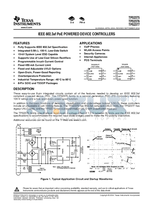 TPS2377 datasheet - IEEE 802.3af PoE POWERED DEVICE CONTROLLERS