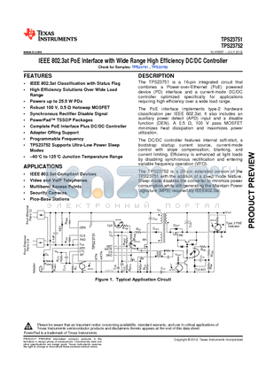 TPS23751PWP datasheet - IEEE 802.3at PoE Interface with Wide Range High Efficiency DC/DC Controller